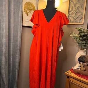 Sandra Darren Vibrant Red Midi Dress